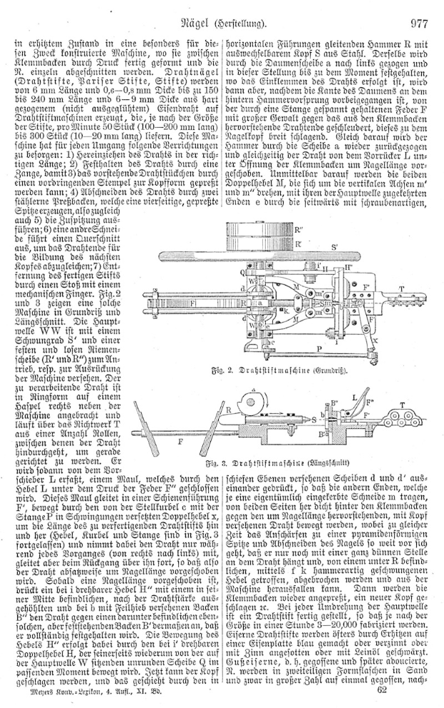 Eine Buchseite mit einer Zeichnung einer Maschine und dem Text "Deutsches Patent 977,977" sowie mehreren Bildern der Maschine drumherum.