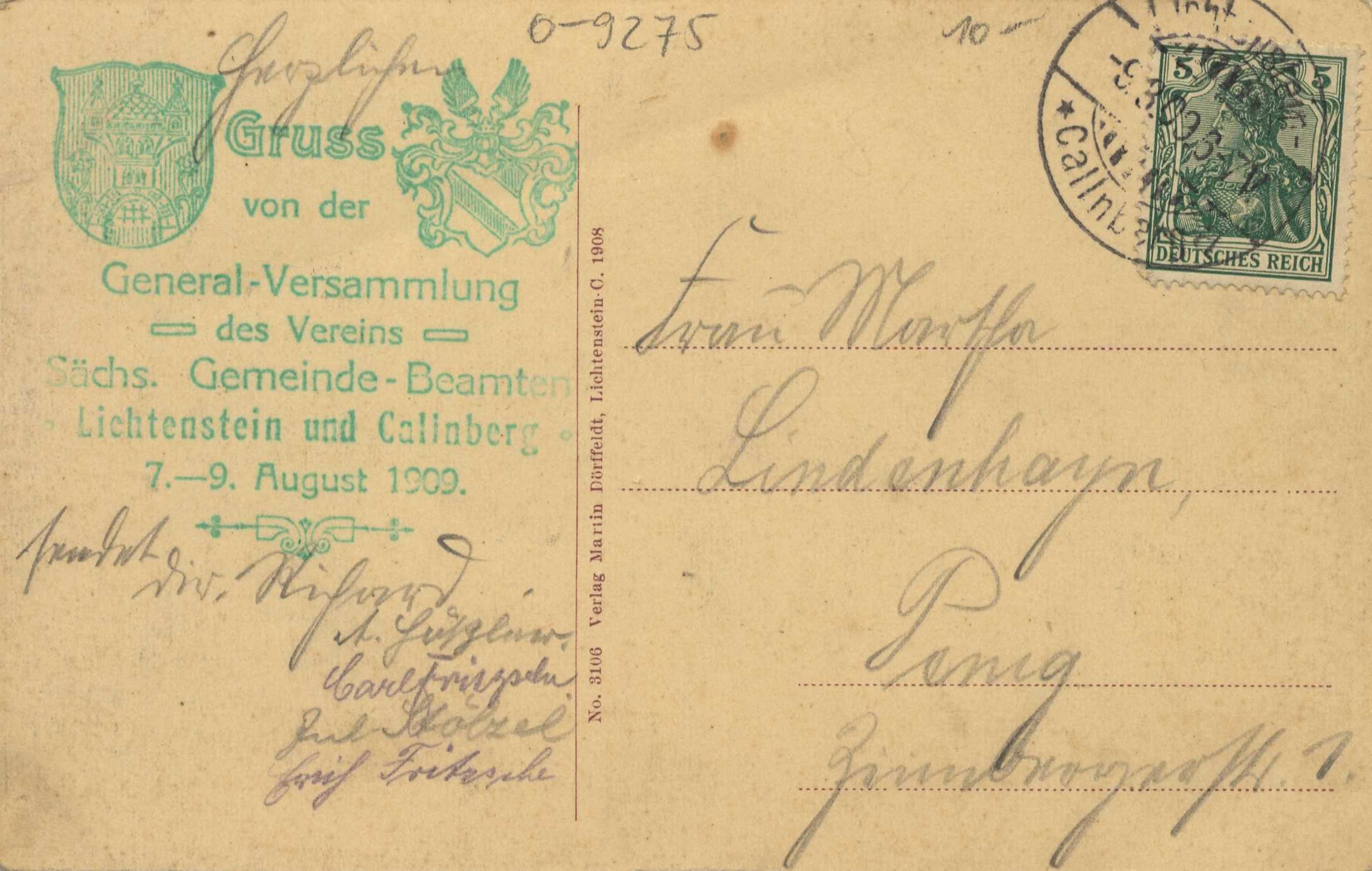 Alter Umschlag mit einem deutschen Stempel von 1909, postmarked "Österreich - Deutschland - Cover nach Deutschland - 7. August 1909".
