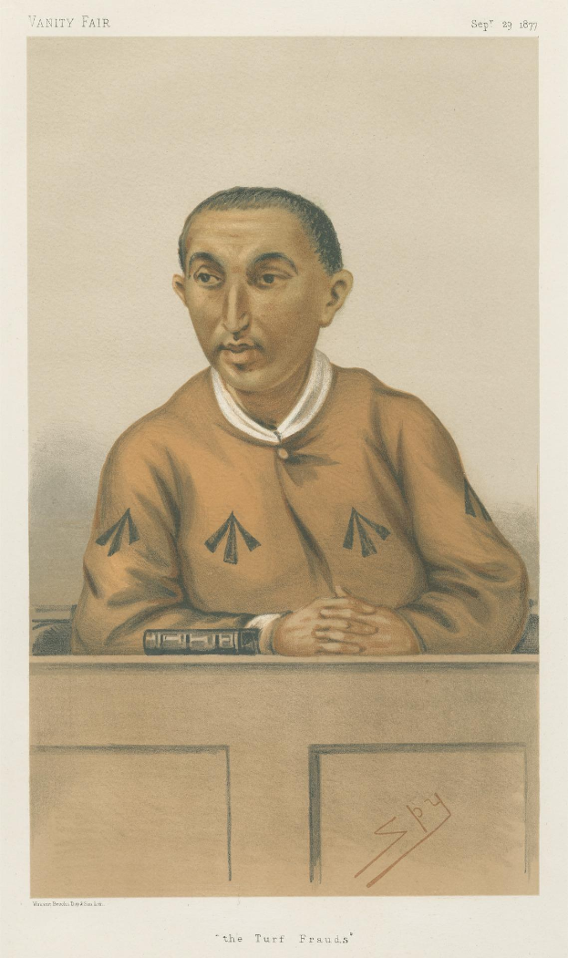 Ein Mann in weißem Hemd und dunkler Hose sitzt an einem Tisch mit gefalteten Händen und ernstem Gesichtsausdruck, mit der Aufschrift "Die Rasenbetrüger" unten.
