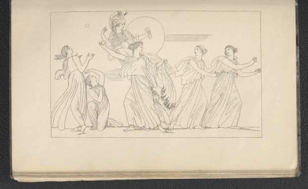 Ein Buchumschlag mit einer lebendigen Illustration einer Gruppe tanzender Frauen in harmonischen Posen mit detaillierter Kleidung und Gesichtsausdrücken.