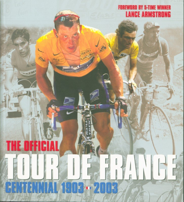Offizielles Tour de France-Jubiläumsplakat (1903–2003) mit einer Gruppe von Radfahrern.
