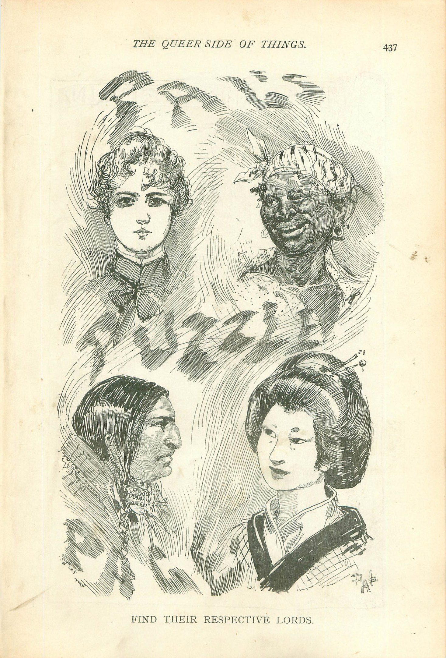 Ein Buchumschlag mit dem Titel "Die queere Seite der Dinge", der eine Zeichnung von vier Frauenköpfen zeigt.