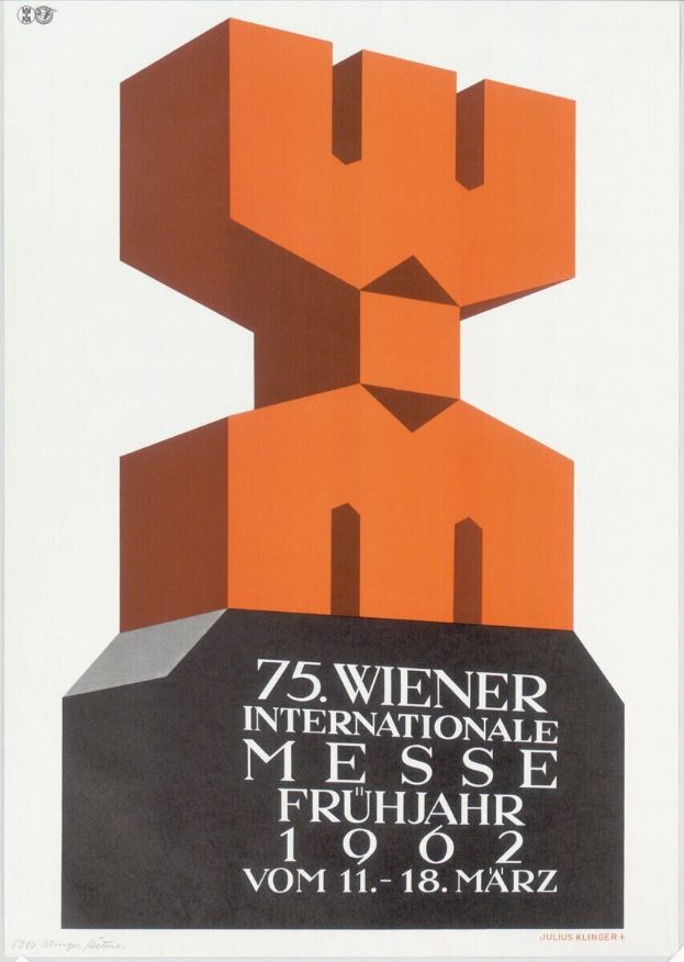 Plakat für die 75. Internationalen Frühjahrsmesse in München, Deutschland, mit einem weißen Hintergrund und farbigem, detailreichem Kunstwerk in der Mitte.