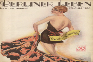 Eine Frau im Bikini steht auf dem Cover der Berliner Leben Zeitschrift vom Juni 1926 und hält ein Tuch in der Hand.