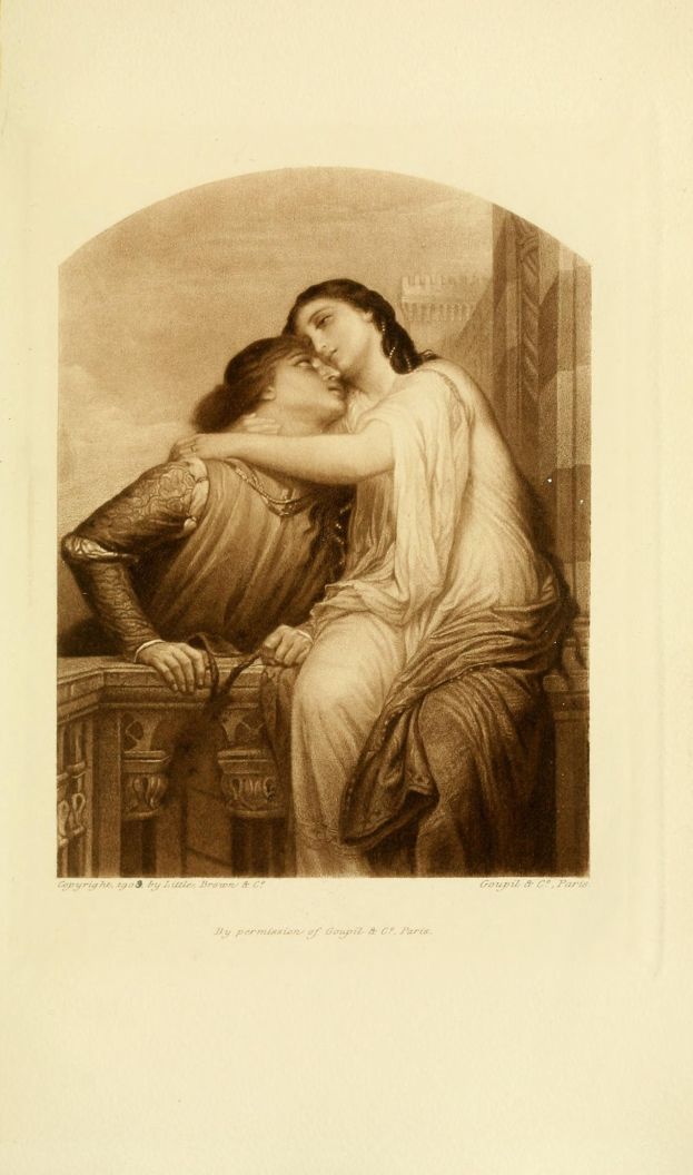 Ein Mann und eine Frau sitzen auf einer Bank, umarmen und küssen sich zärtlich, mit Text unten, der die intime Atmosphäre ergänzt.