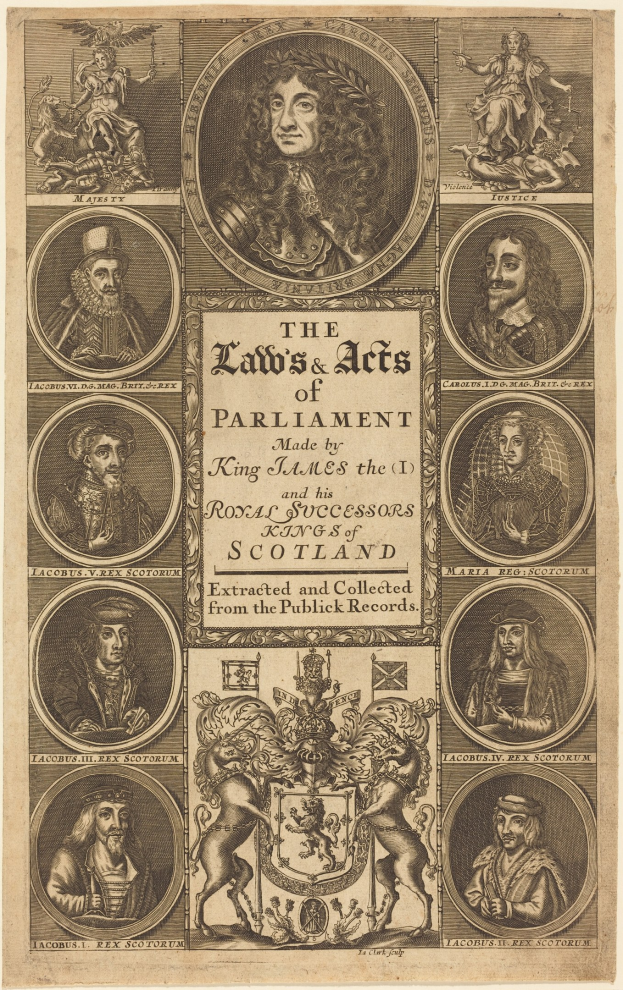 Plakat mit der Aufschrift "Das Gesetz und die Gesetze" auf hellblauem Hintergrund, das verschiedene Personen in formeller Kleidung zeigt, die fröhlich in die Kamera schauen und von einem dekorativen Rahmen umgeben sind.