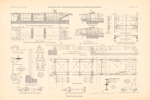Ausführliches Bild einer Lok auf dem Cover eines alten Buches, beschriftet mit Komponenten wie Motor und Getriebe.