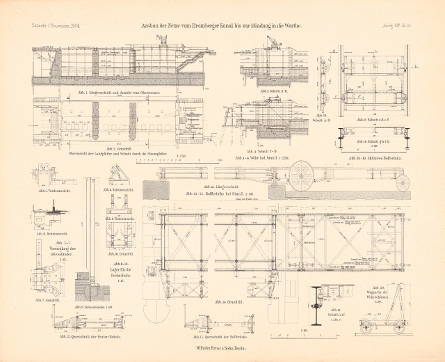 Ausführliches Bild einer Lok auf dem Cover eines alten Buches, beschriftet mit Komponenten wie Motor und Getriebe.