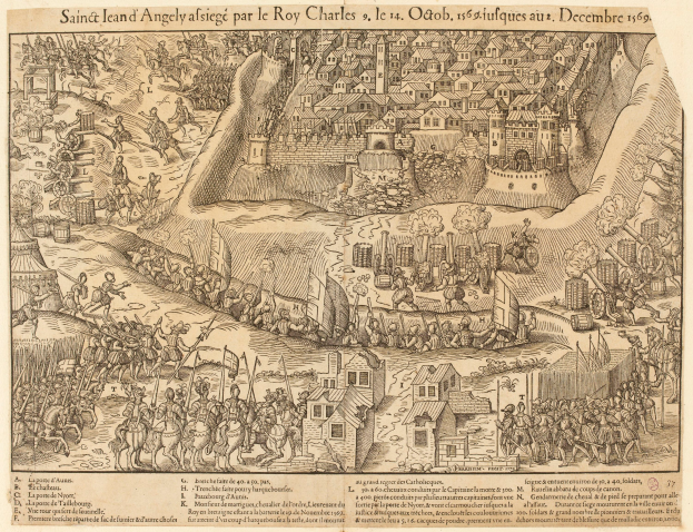 Ein Blatt Papier mit einer von Hand gezeichneten Stadtkarte, die von zahlreichen Menschen bevölkert ist und von begleitendem Text.